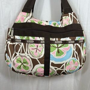LeSportsac Floral Fruit Shoulder‎ Bag Brown Pink Ivory Green Blue